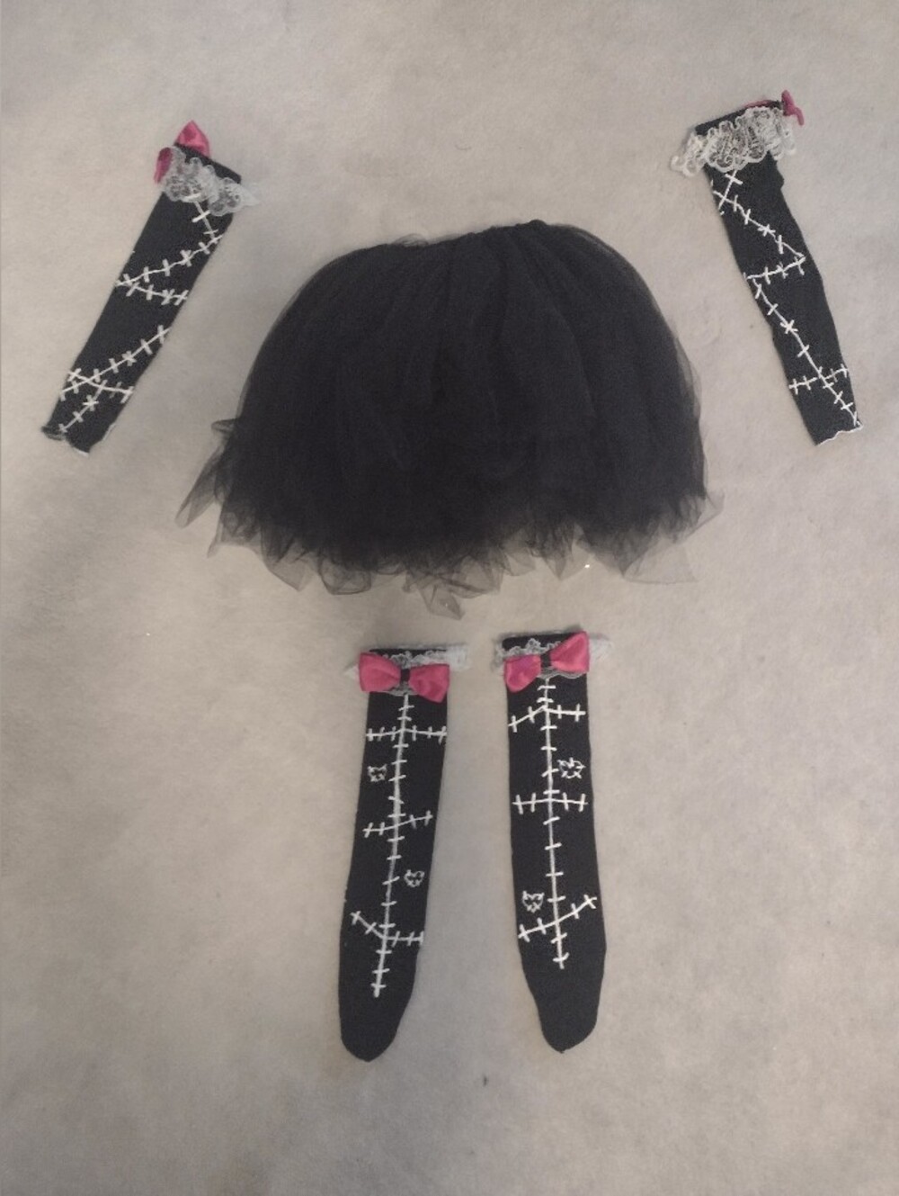 New Kids Black Tulle Tutu Skirt with Black Stitch-Pattern Custom Sized Ages 4-17